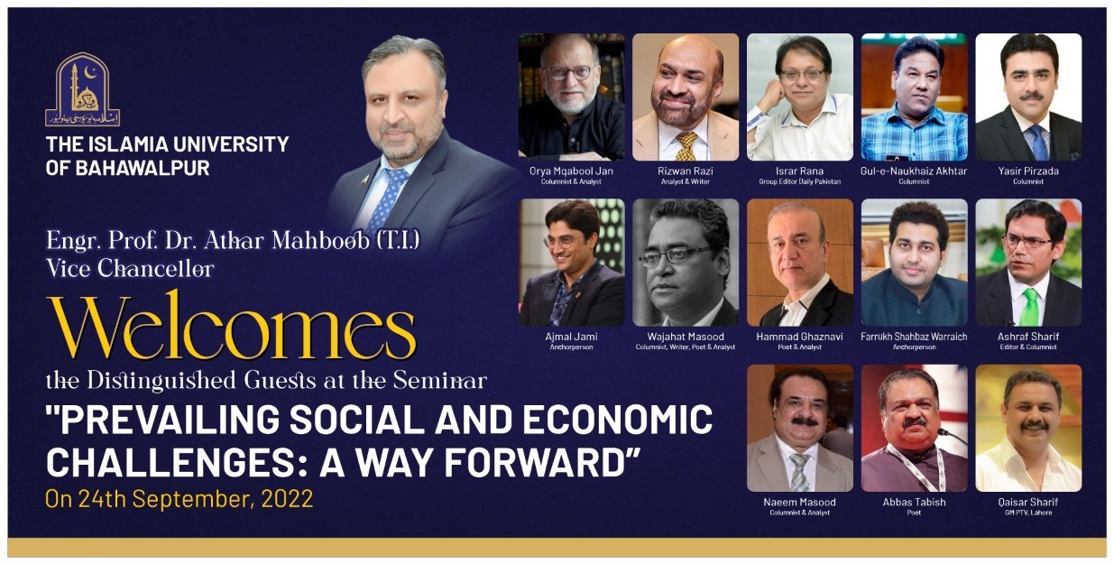 Seminar on "Prevailing Social & Economic Challenges: A way forward" on Saturday, September 24, 2022 at BJC, IUB