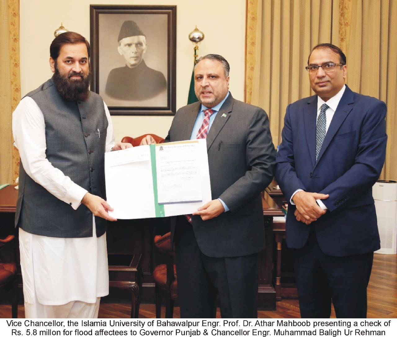 Honourable Governor and Chancellor, Engr. Muhammad Baligh ur Rehman appreciated the flood relief activities of IUB