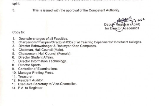 Start of Mid-Term Examinations of Bachelor, Master,MSc. H(Hons), MS/MPhil and PhD Programs for Fall Semester 2022