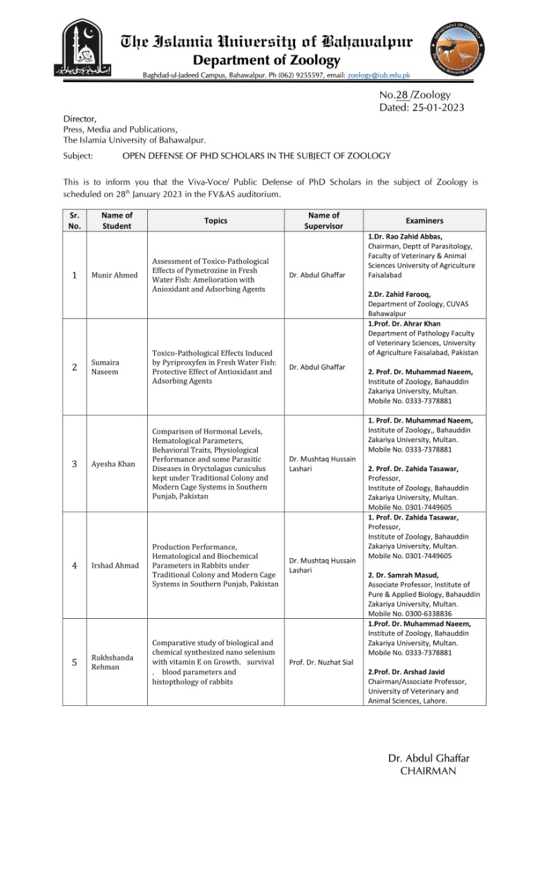Open defense of PhD scholars at the Department of Zoology