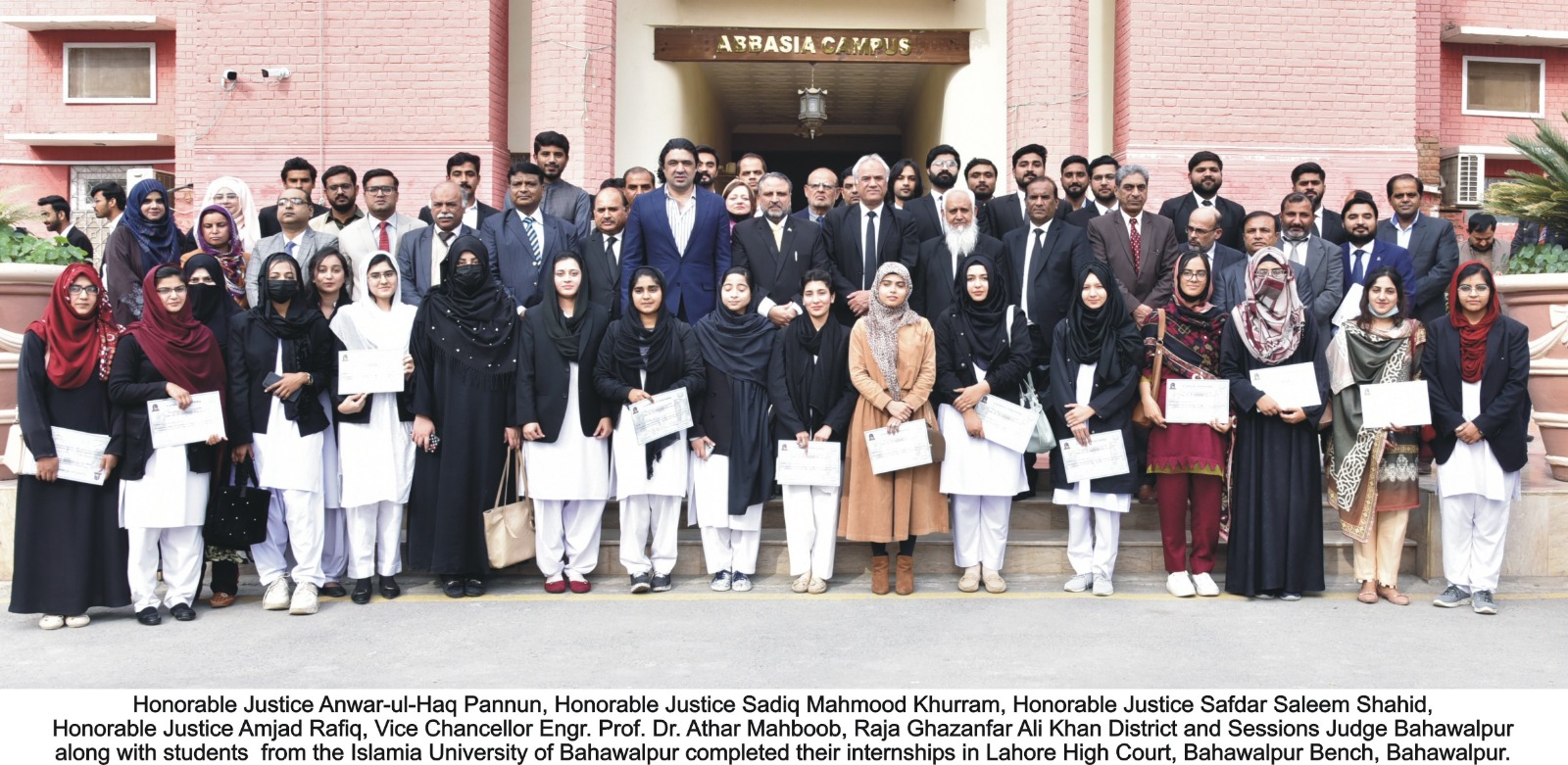 Certificate distribution ceremony among 43 students who completed internship in Lahore High Court, Bahawalpur Bench