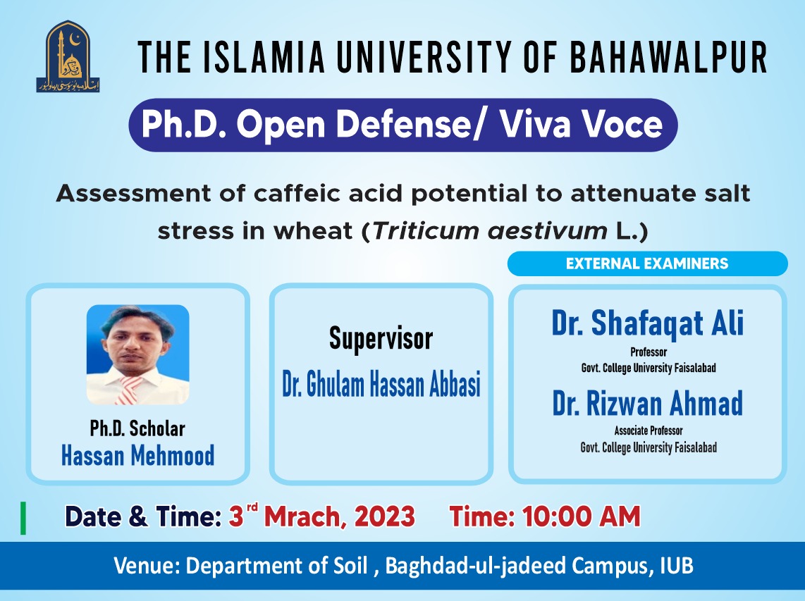 PhD open Defense at the Department of Soil Science, IUB
