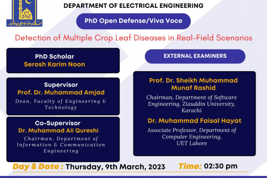 PhD open Defense at the Department of Electrical Engineering, IUB (II)