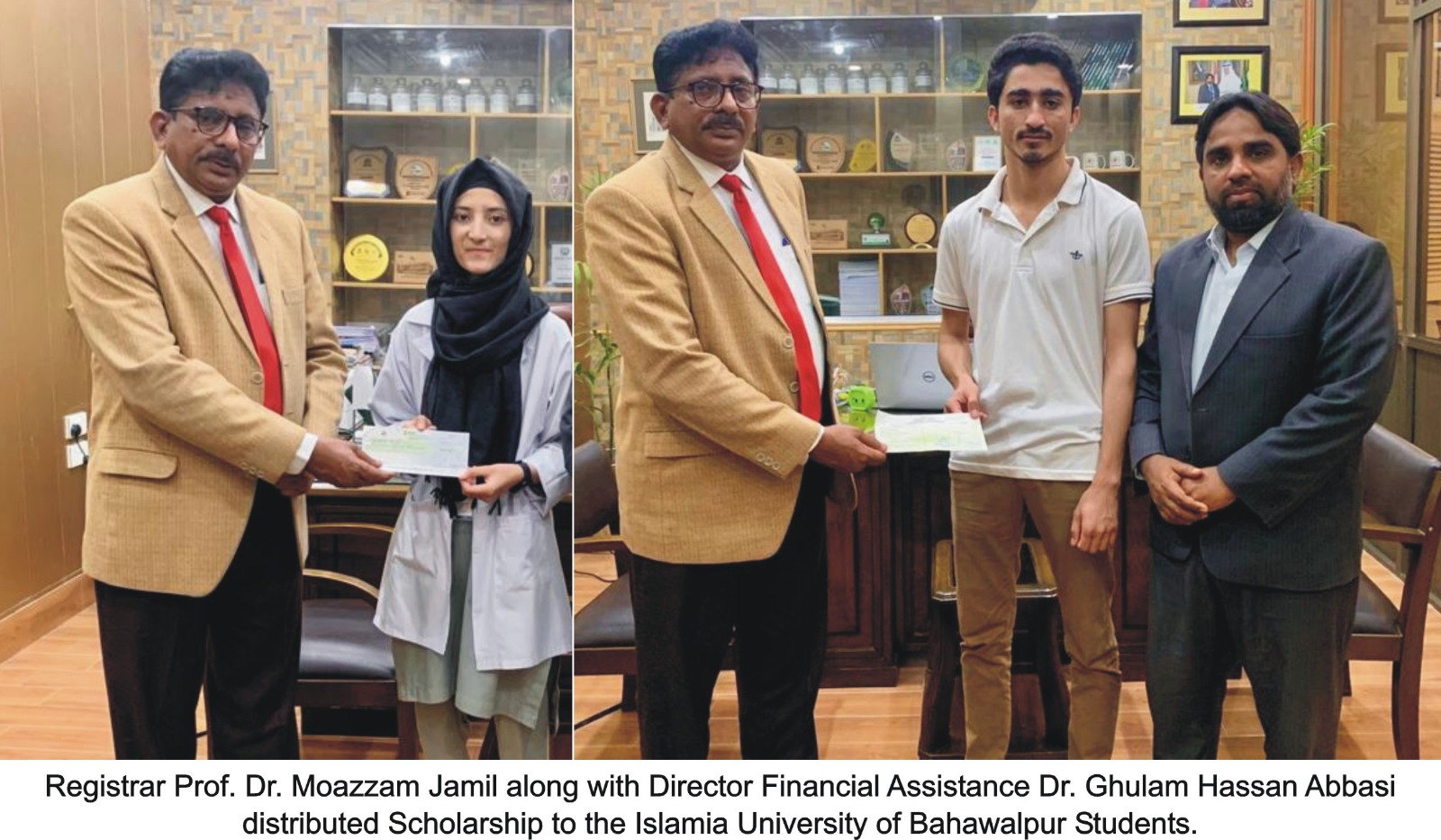 Scholarship Cheques were distributed among the students by the Islamia University of Bahawalpur