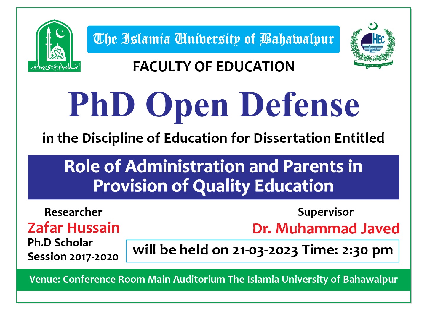 PhD Open Defense at the Faculty of Education, IUB