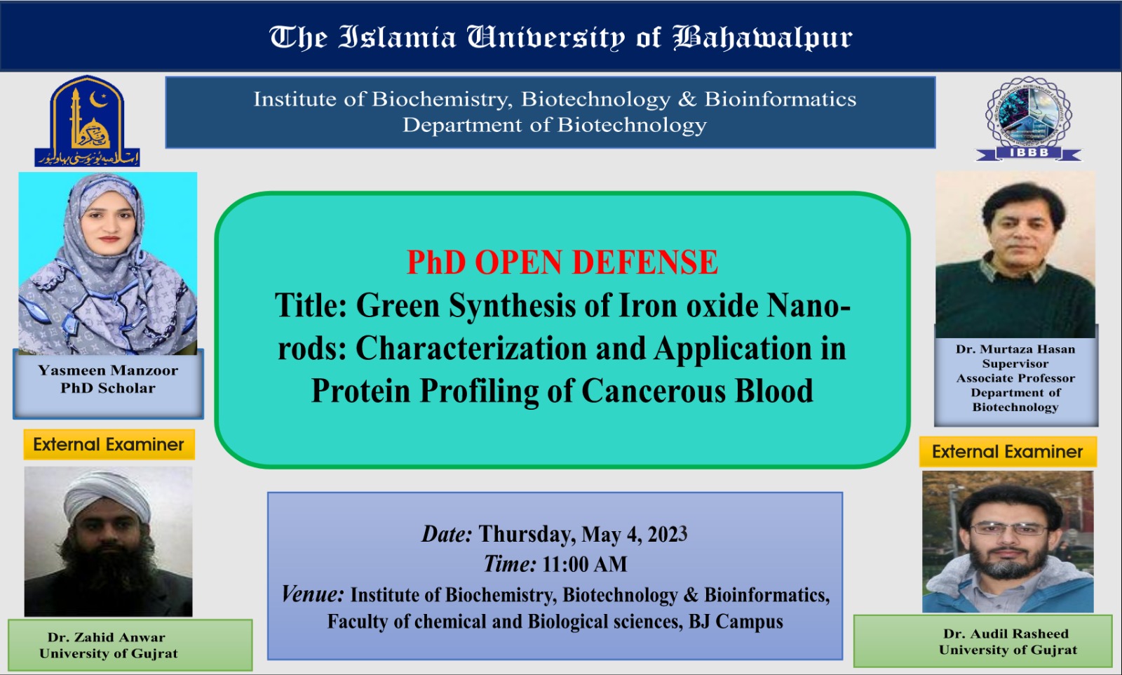 PhD open Defense at the Department of Biotechnology, IUB
