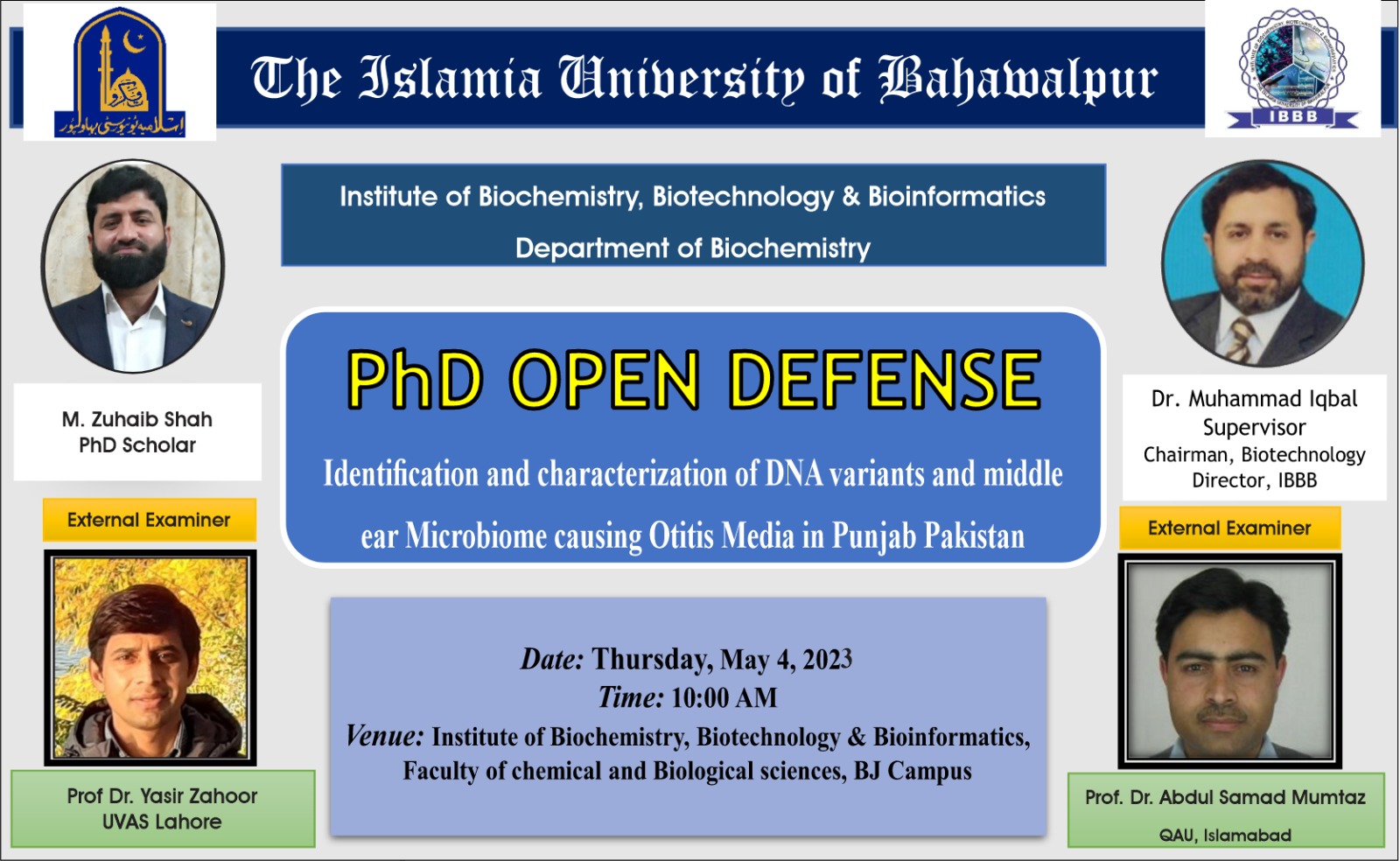 PhD open Defense at the Department of Biochemistry, IUB