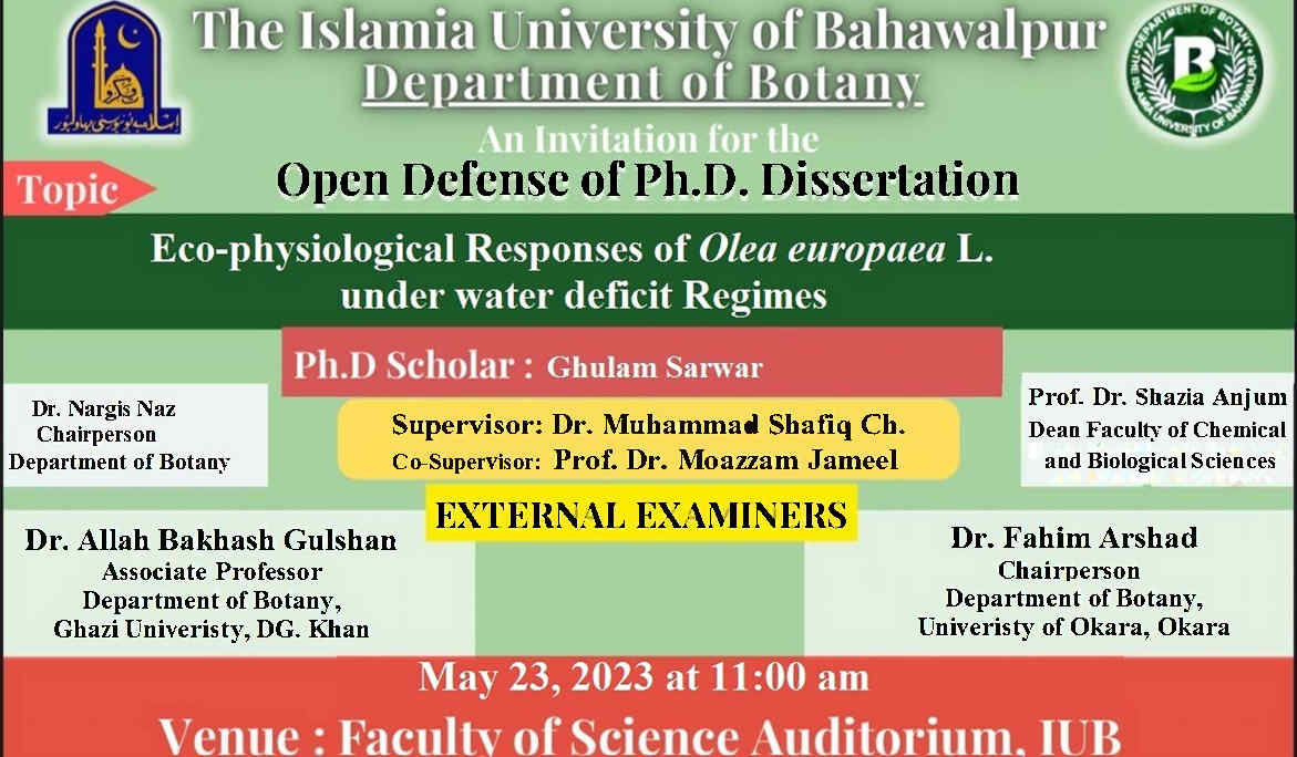 PhD Open Defense at the Department of Botany, IUB