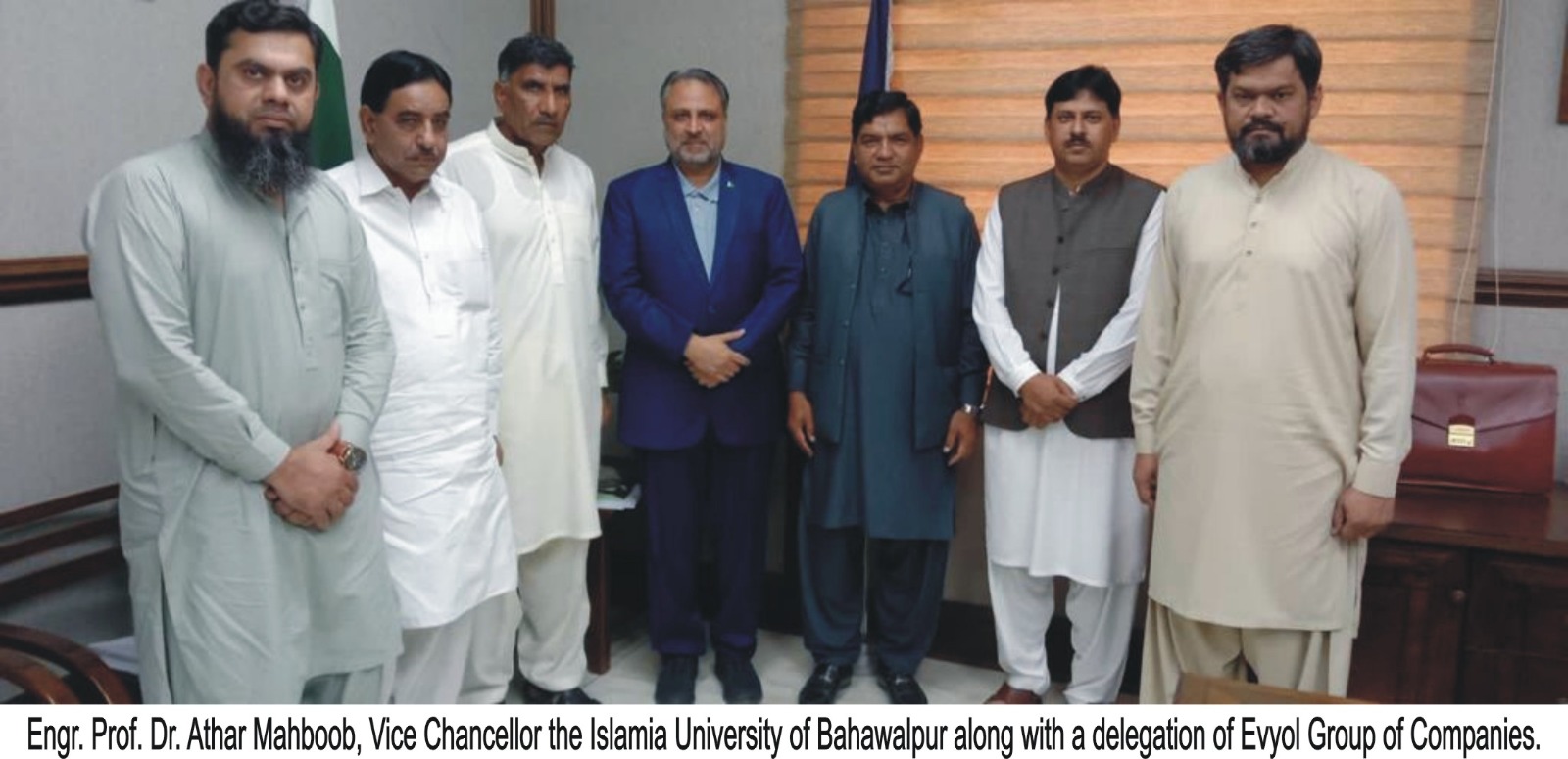 A delegation of Evyol Group of Companies visited IUB and met the VC Engineer. Professor Dr. Athar Mahboob