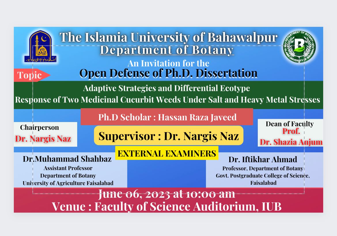 PhD open Defense at the Department of Botany, IUB