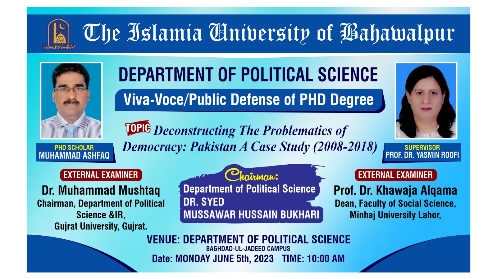 PhD open Defense at the Department of Political Science, IUB