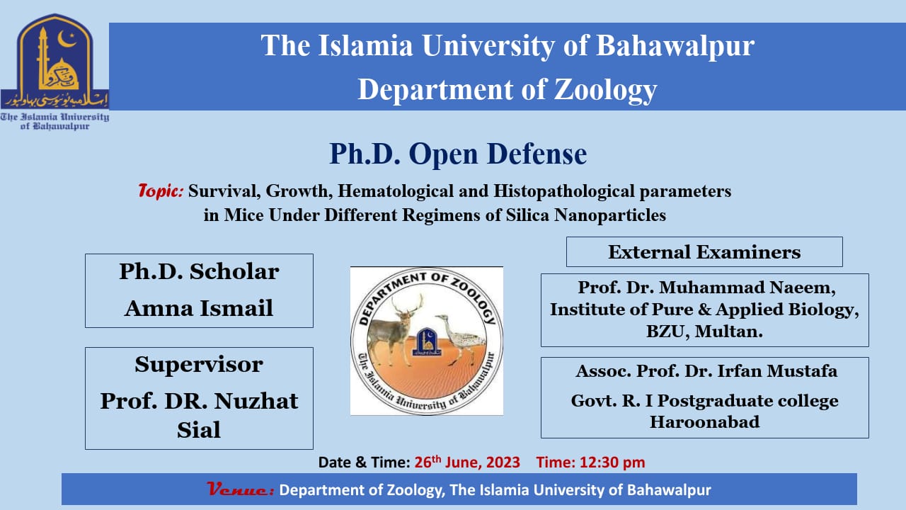 PhD open Defense at the Department of Zoology, IUB