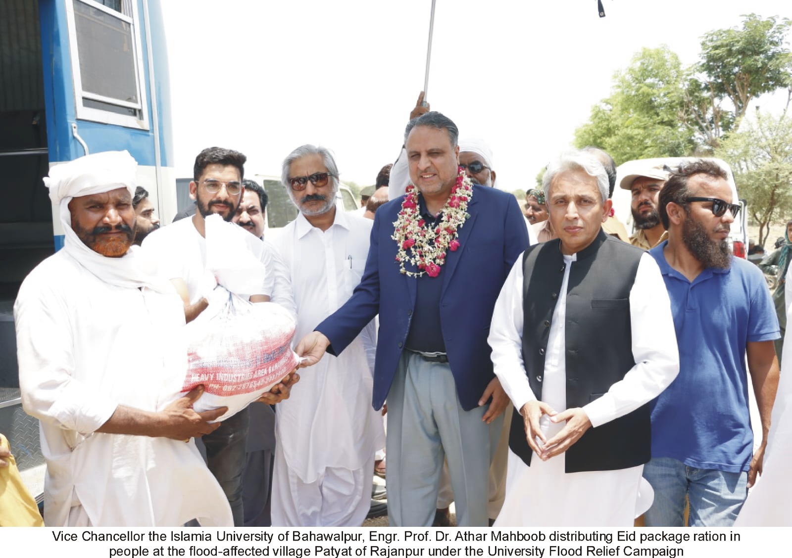 WVC Engr Prof. Dr. Athar Mahboob visited Rajanpur district and distributed Eid package ration among the flood victims