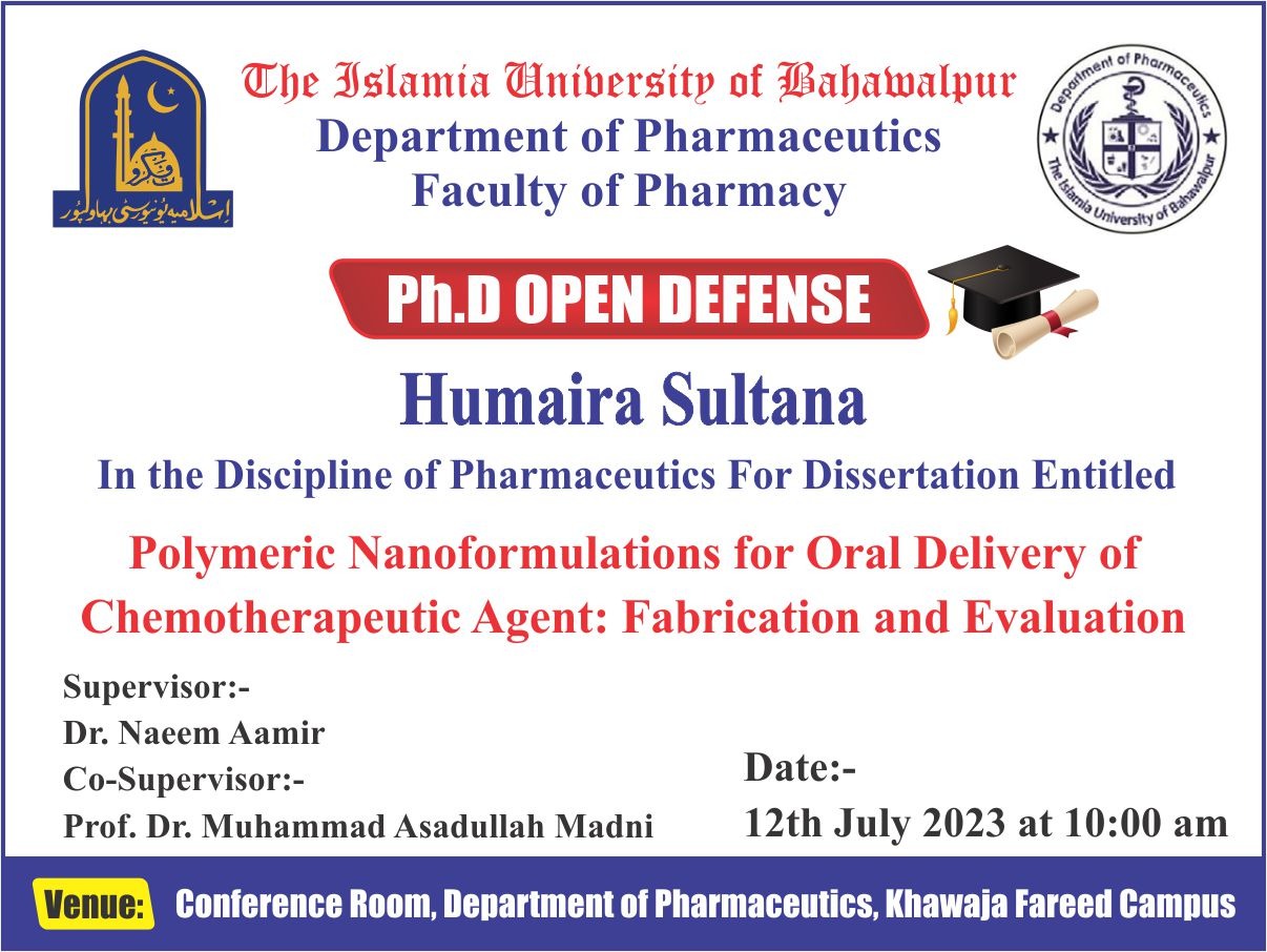 PhD Open Defense at the Department of Pharmaceutics, IUB