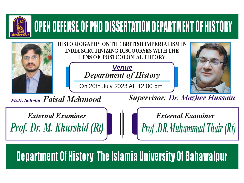 PhD open Defense at the Department of History, IUB