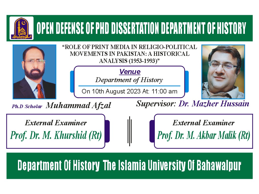 PhD open Defense at the Department of History, IUB