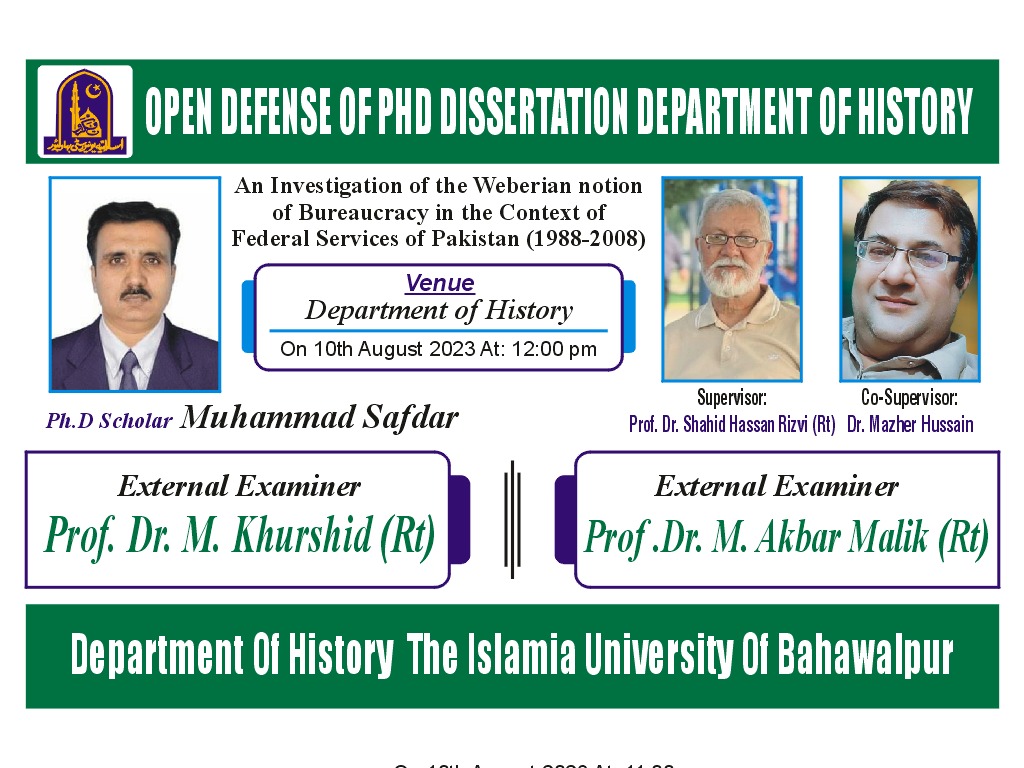 PhD open Defense at the Department of History, IUB