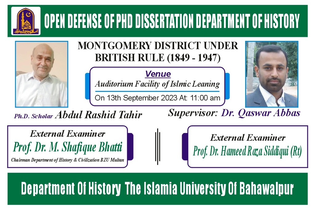 PhD open Defense at the Department of History, IUB