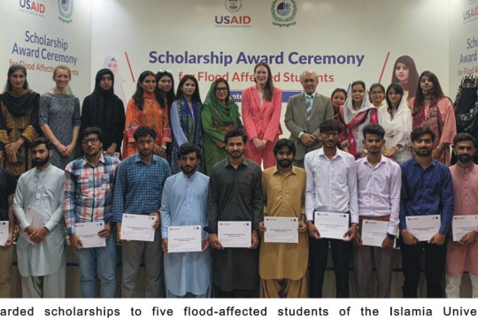 USAID Pakistan has awarded scholarships to five flood-affected students of the Islamia University of Bahawalpur