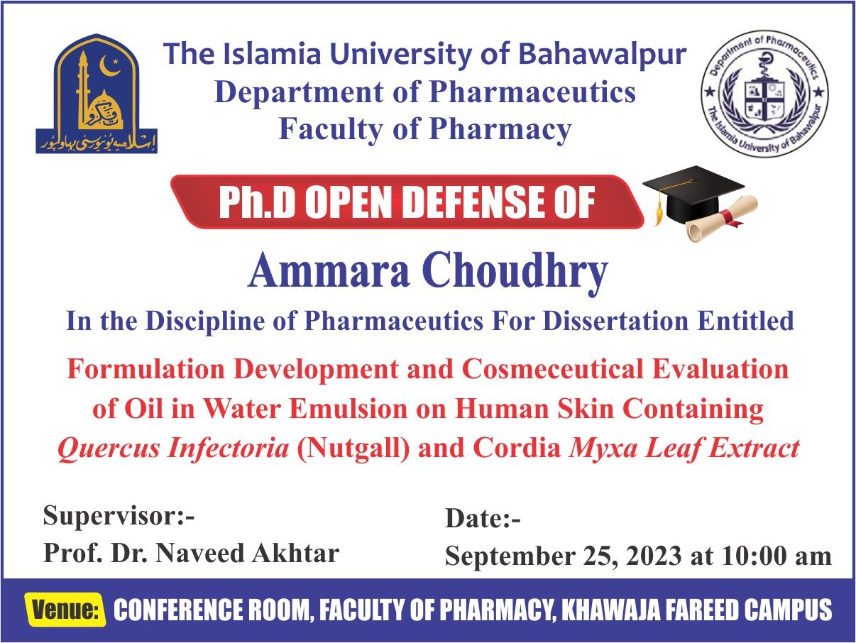 PhD Open Defense at the Department of Pharmaceutics, IUB