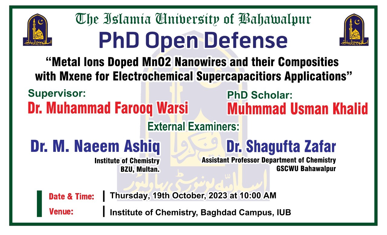 PhD Open Defense at the Institute of Chemistry, IUB