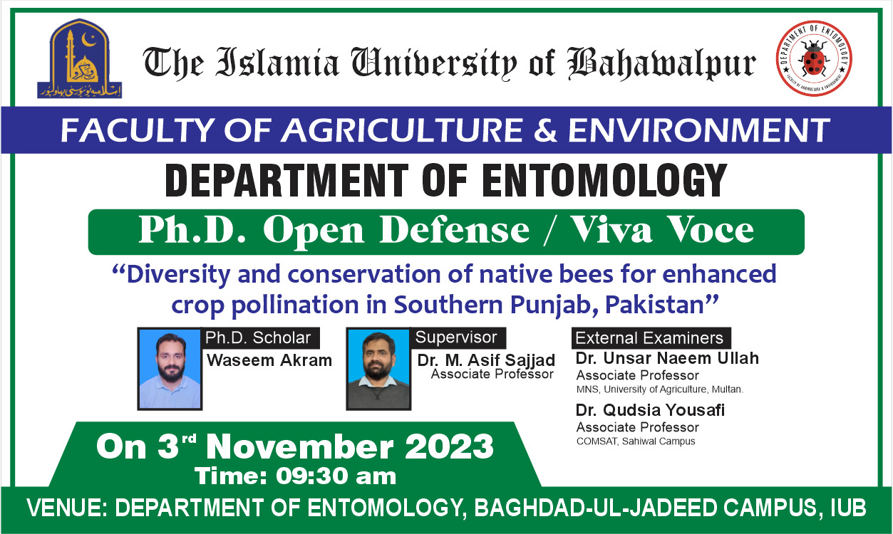 PhD open defense at the Department of Entomology, IUB