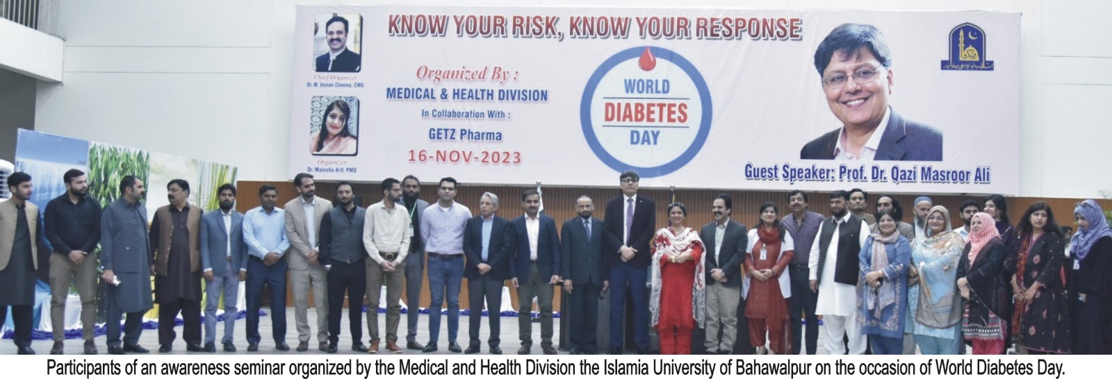 The Islamia University of Bahawalpur organized an awareness seminar regarding World Diabetes Day 2023