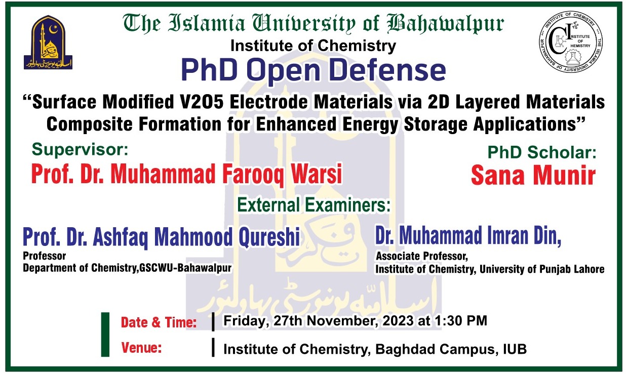 PhD Open Defense at the Institute of Chemistry, IUB