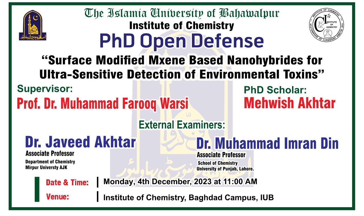 PhD Open Defense at the Institute of Chemistry, IUB