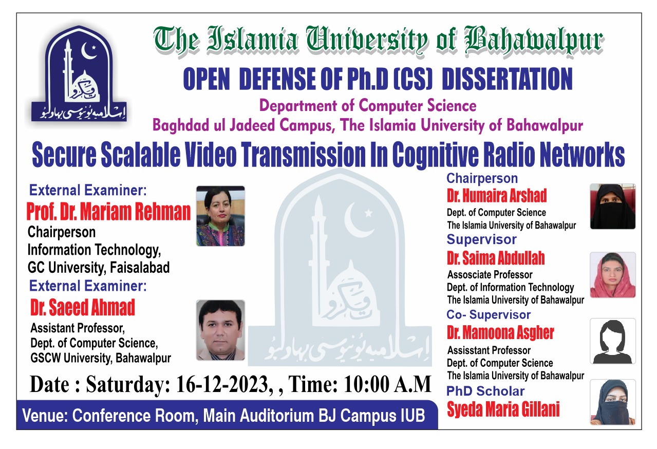 PhD open defense at the Department of Computer Science, IUB