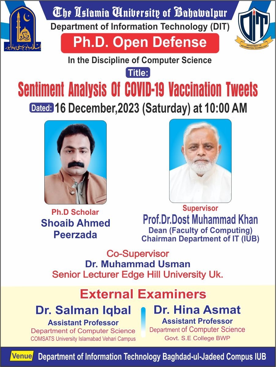 PhD Open Defense at the Department of Information Technology, IUB