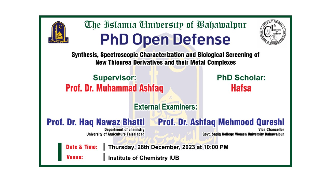 PhD open defense at the Institute of Chemistry, IUB