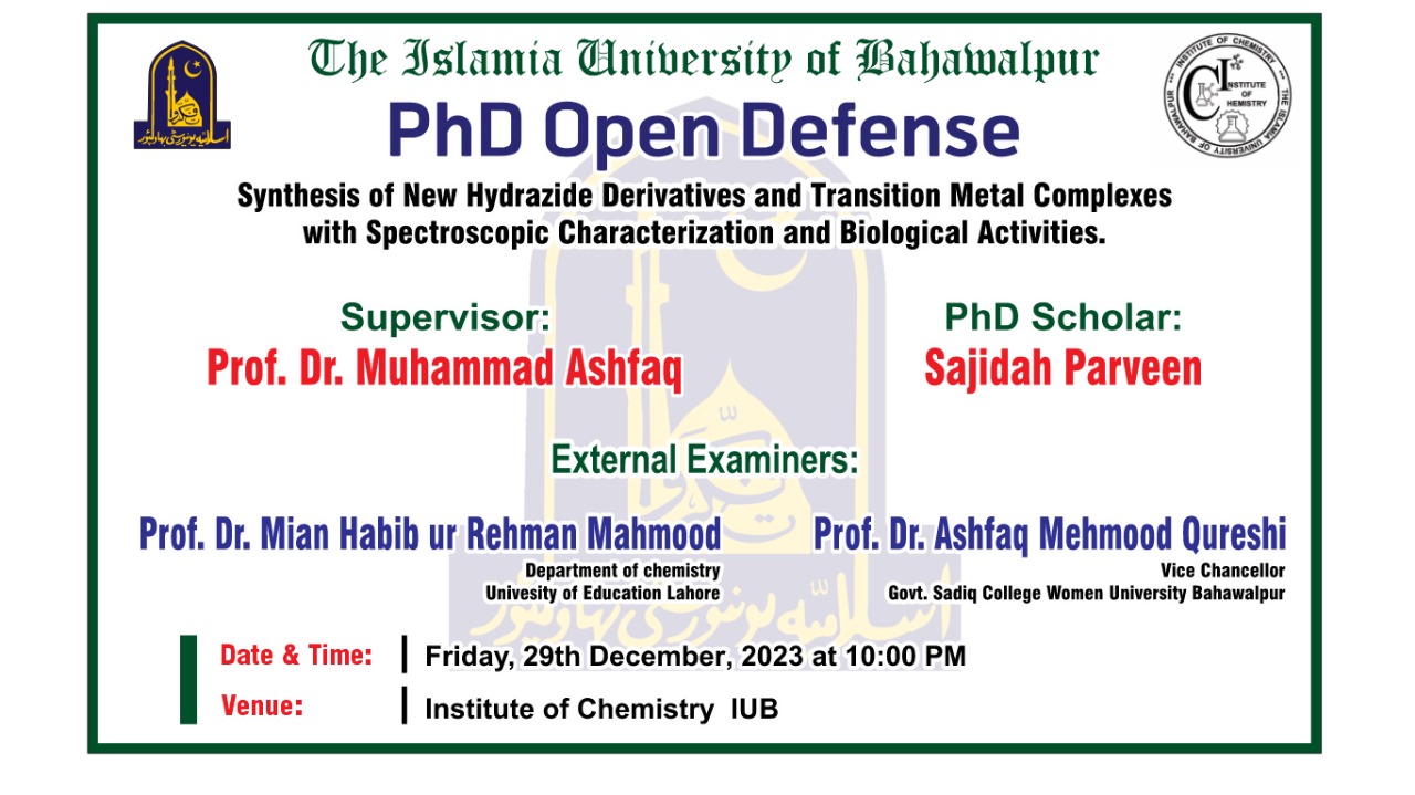 PhD open defense at the Institute of Chemistry, IUB