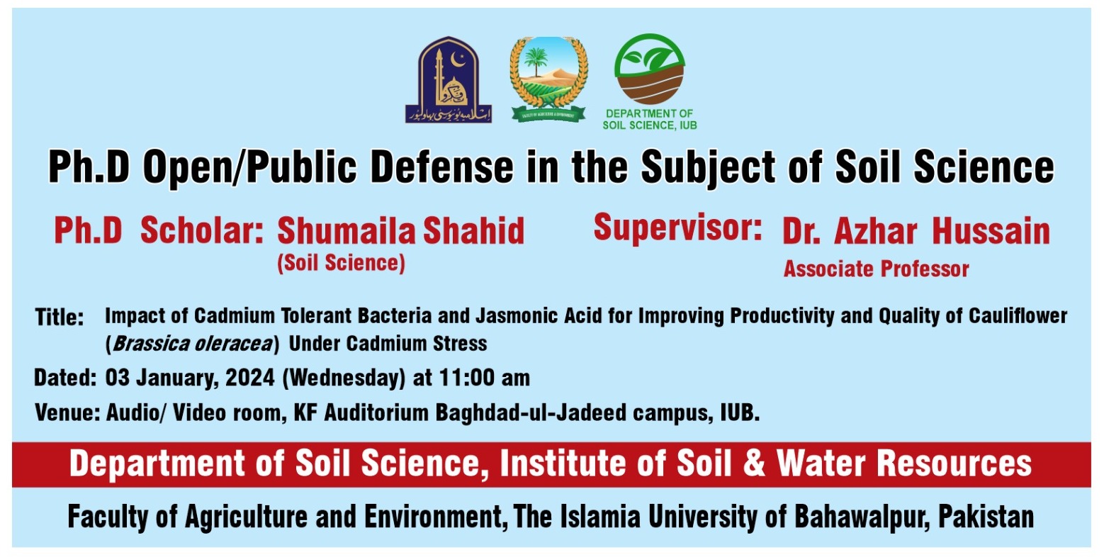 PhD open/public defense in the Department of Soil Science, IUB