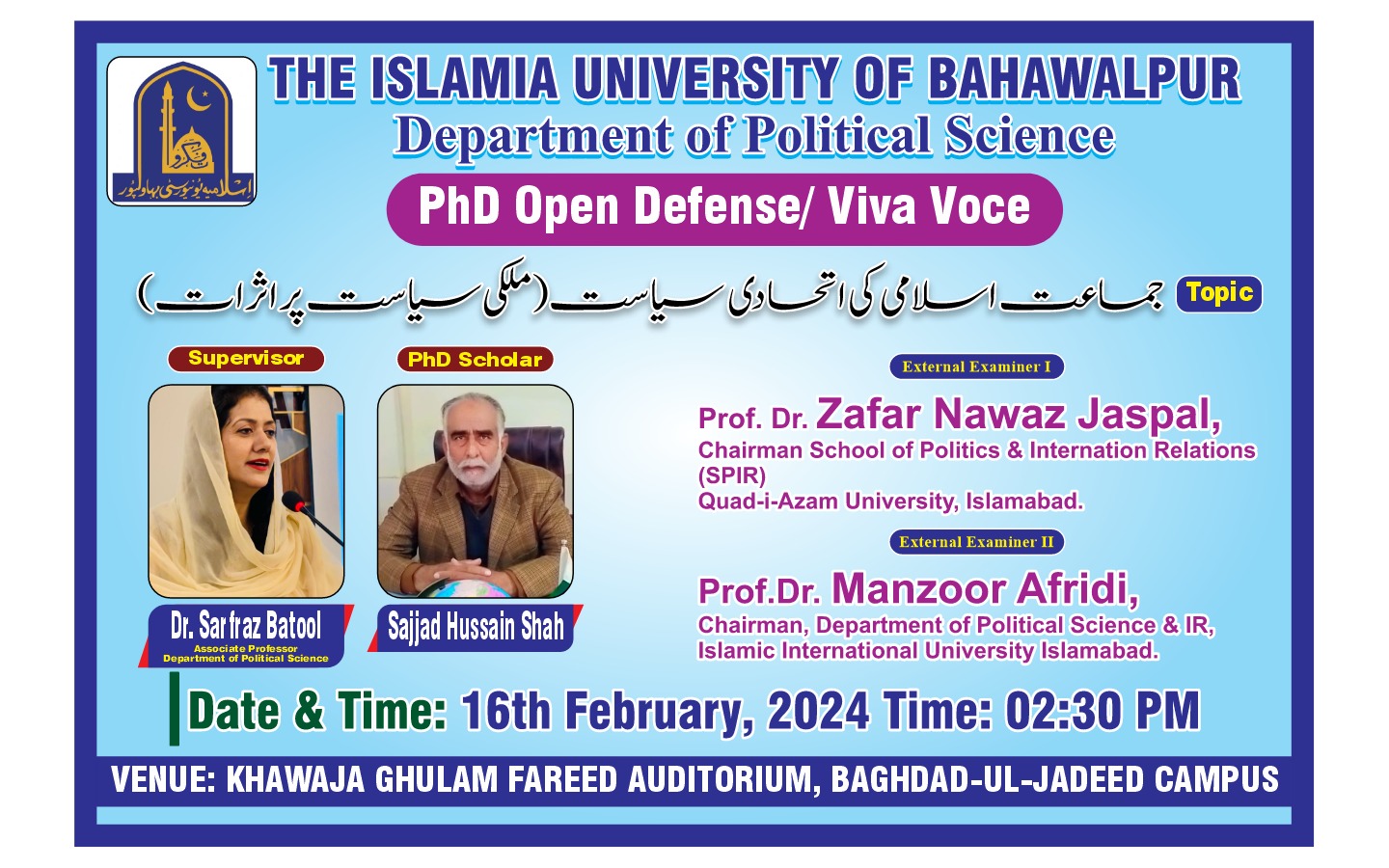 PhD open defense at the Department of Political Science, IUB