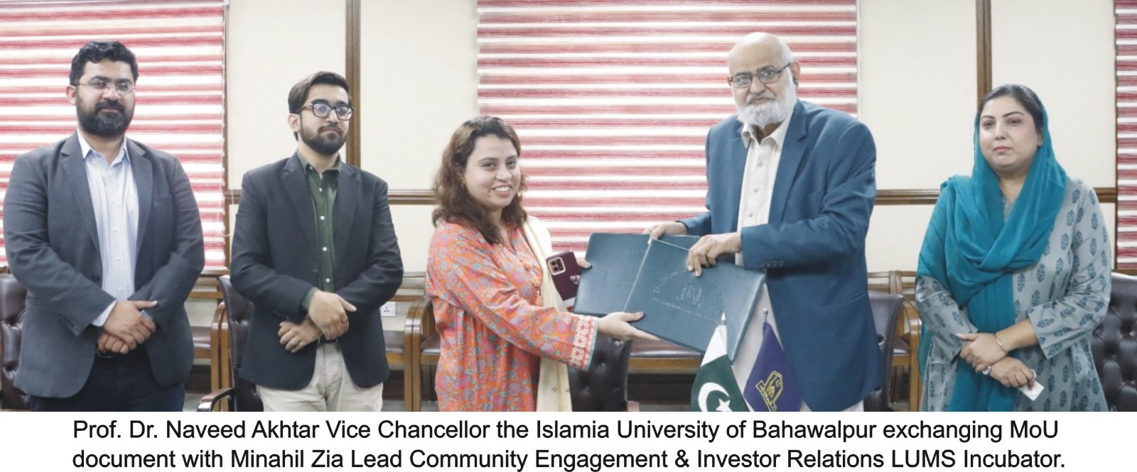 An agreement has been signed with the Minahil Zia Lead Community Engagement & Investor Relations LUMS Incubator