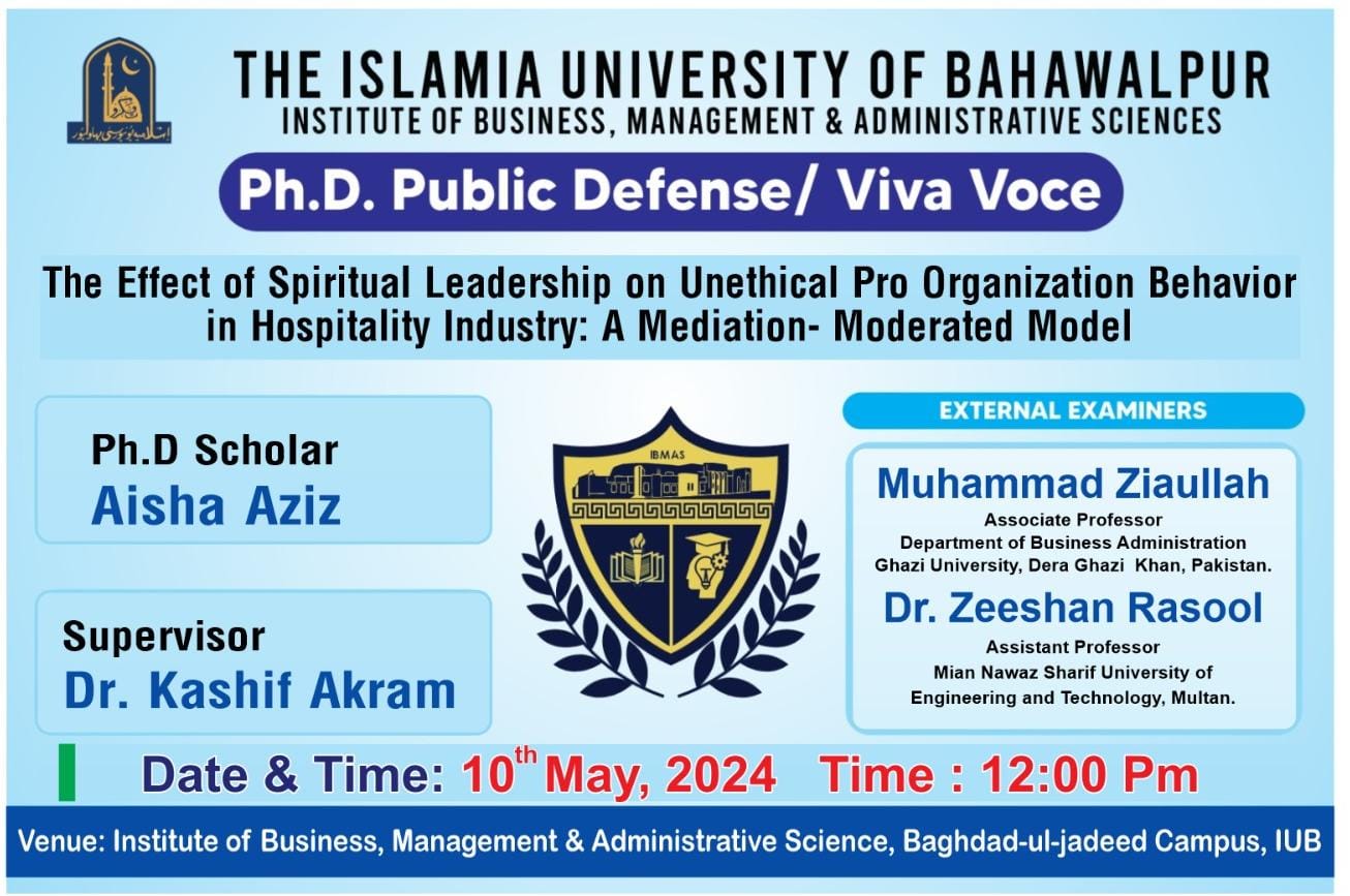 PhD open defense at the Institute of Business Management and Administrative Sciences, IUB