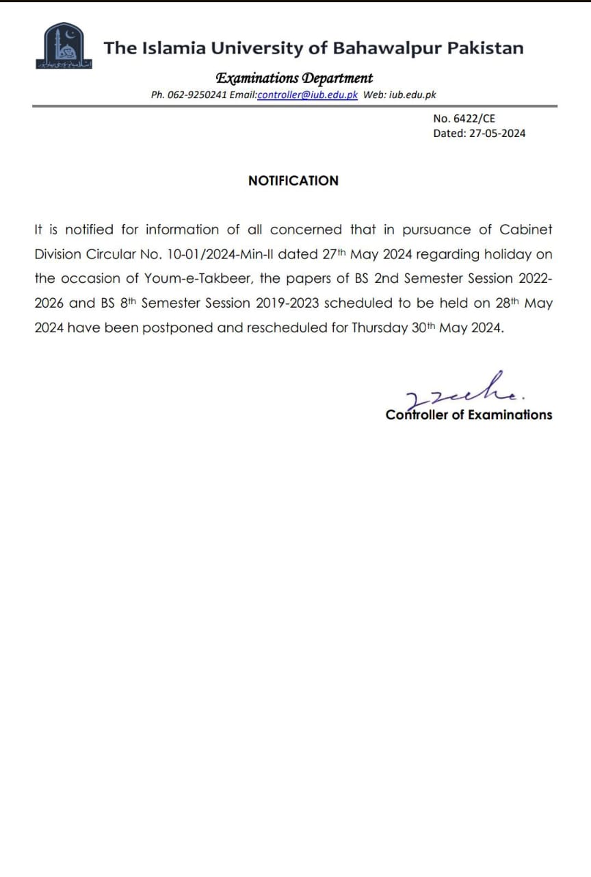 rechedule of BS papers