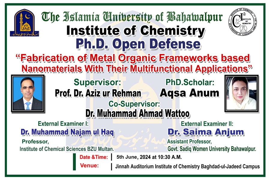 PhD Open Defense at the Institute of Chemistry, IUB