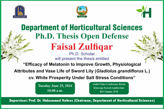PhD open defense at the Department of Horticultural Sciences (DHS), IUB
