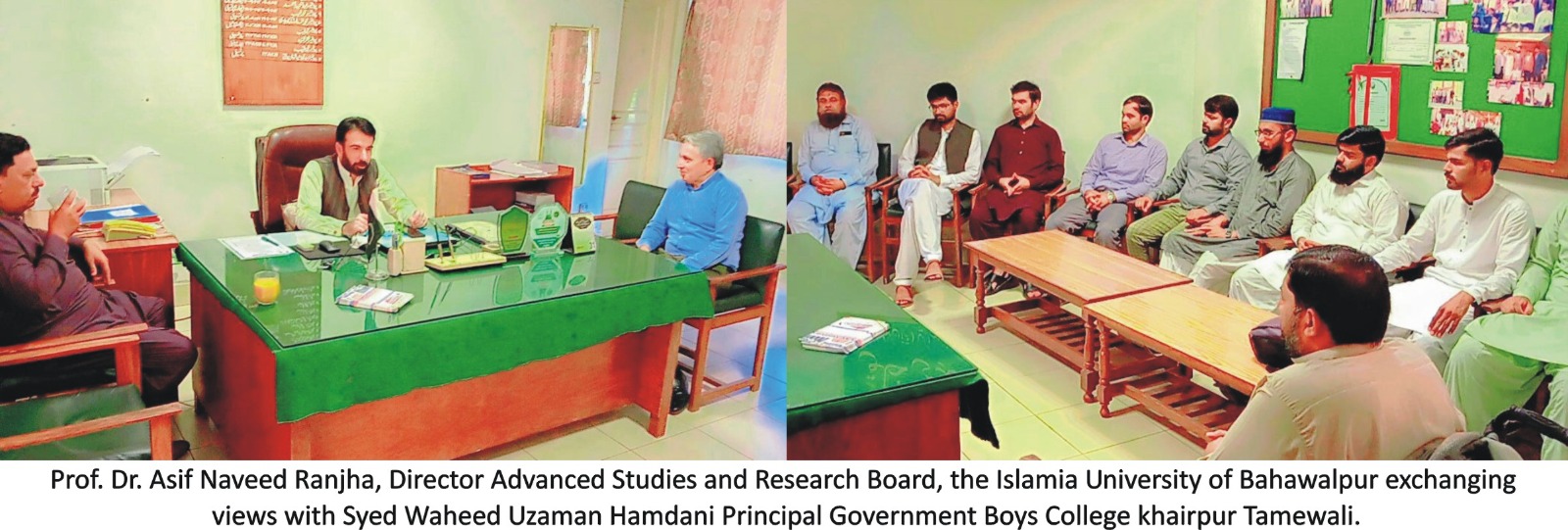 Prof. Dr. Asif Naveed Ranjha from the IUB visited Govt Boys College and Govt College for Women Khairpur Tamewali