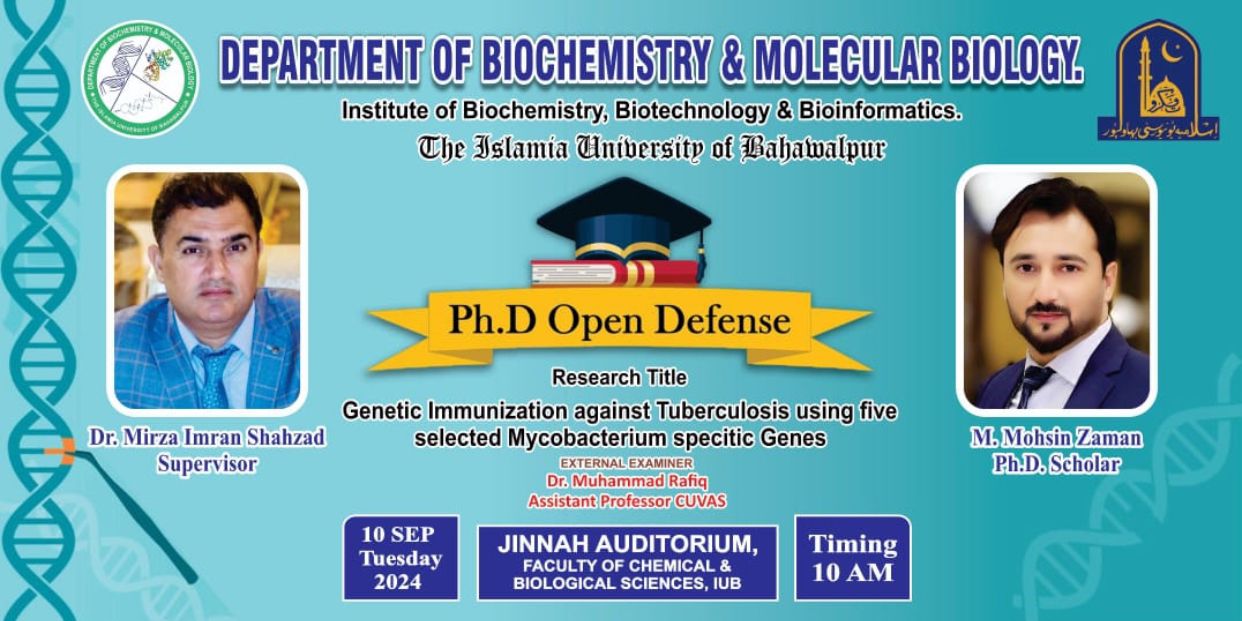 PhD open defense at the Department of Biochemistry & Molecular Biology, IUB