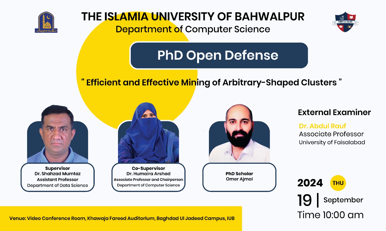 PhD open defense at the Department of Computer Science, IUB