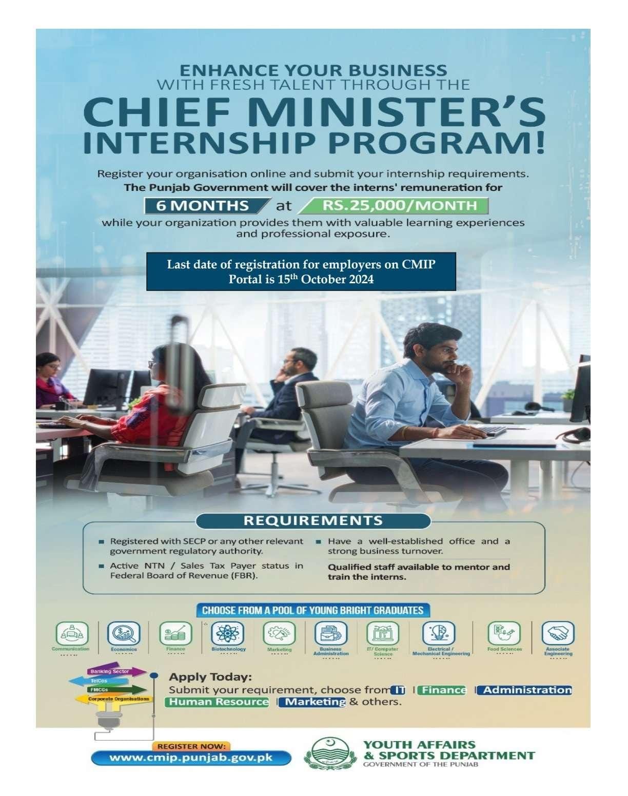 Enhance your Business with fresh talent through the Chief Minister Internship Program