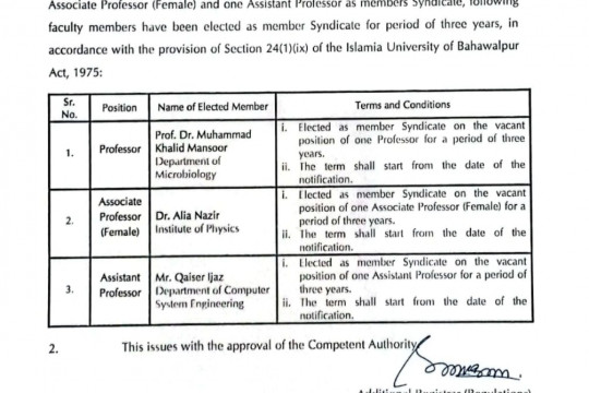 Notification: Regarding Election Results for the positions of members syndicate
