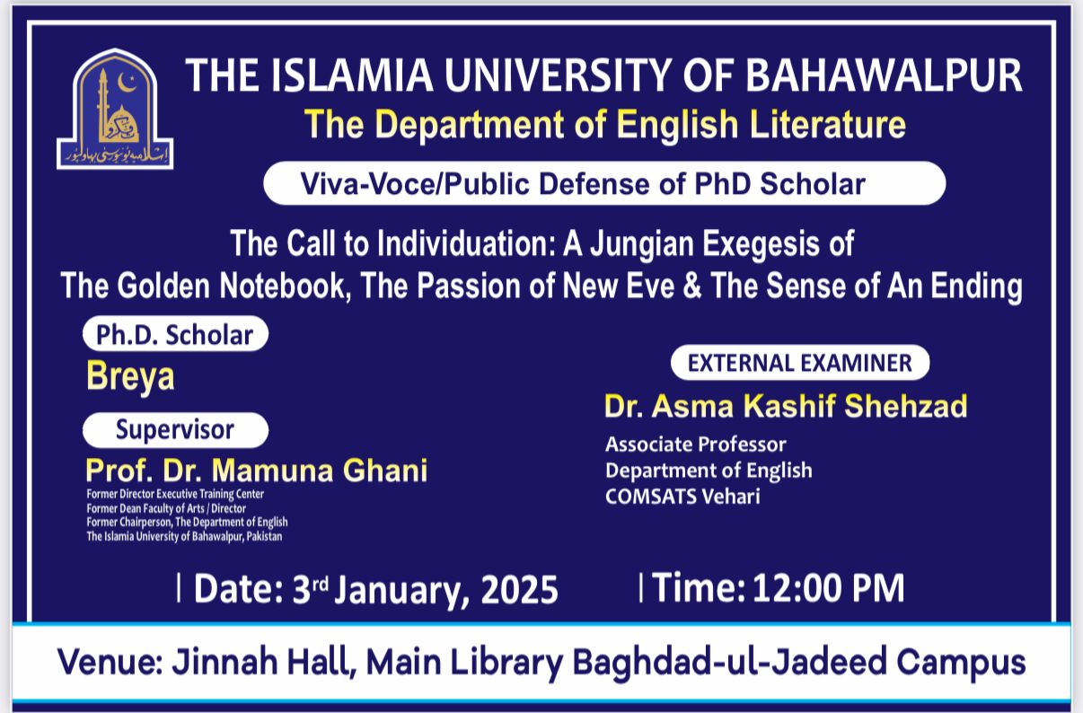 The open defense of Breya, a PhD scholar of the Department of English Literature, IUB, will be held on Jan 3, 2025