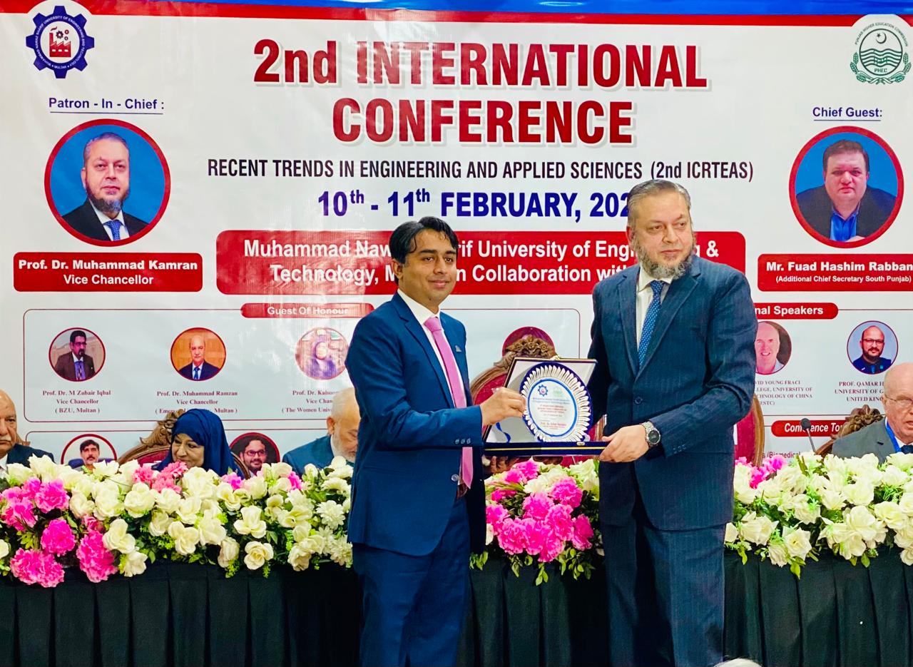 Dr. Azhar Hussain participated as the national keynote speaker at the international conference held at MNS UET Multan