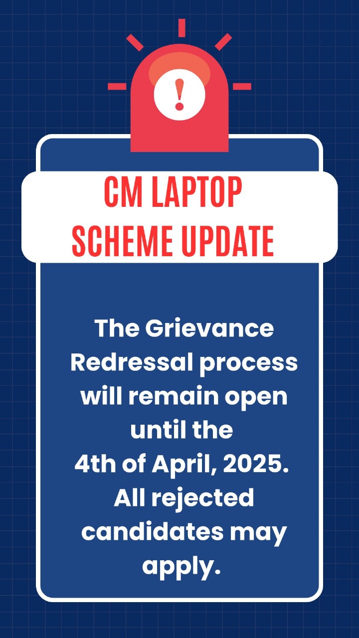 CM Laptop Scheme Updated : Extended Application Deadline until April 4, 2025