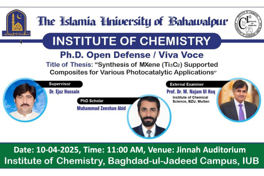 Muhammad Zeeshan Abid, a PhD candidate at the Institute of Chemistry, will have his open defence on April 10, 2025.