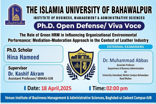 Hina Hameed, a PhD scholar at the IBMAS, will have an open defense on April 18, 2025.